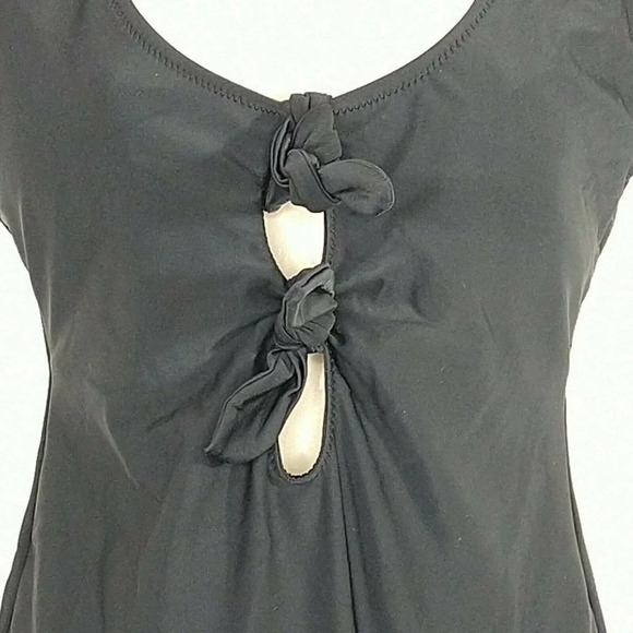 Old Navy One Piece Swimsuit Women Size M Black Removable Padding Tie Front - Picture 3 of 8